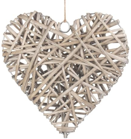 Red Hamper H150S Wicker Small Full Antique Wash Heart