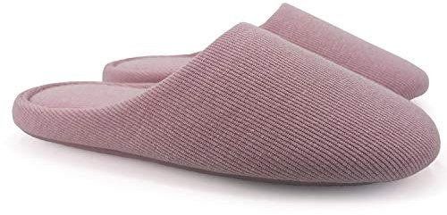 ofoot Pantoufles Intérieur pour Femmes, Chaussures de Ville Antidérapant en Coton Lavable avec Mousse Moire de Forme(Rose Foncé,40/41 EU)