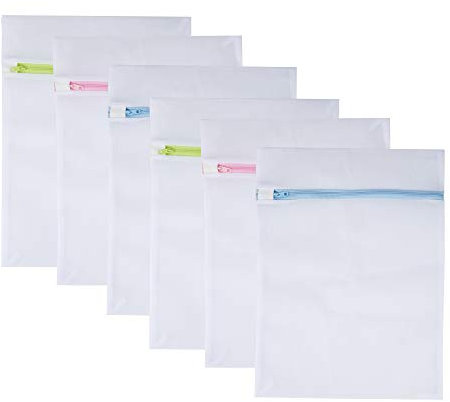 STARUBY Mesh Wäschesäcke 6er-Pack Medium 40x30cm Wäschewaschbeutel Bunter Reißverschluss für Feinwäsche, Bluse, Strumpfwaren, Strümpfe, Unterwäsche, BH-Dessous, Pullover, Reisetasche