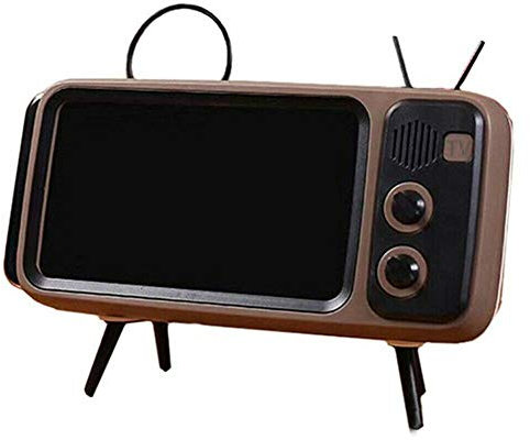 Support de téléphone portable rétro TV pour support de Smartphone 4,7 à 5,5 pouces avec haut-parleur Bluetooth sans fil lecteur de musique Audio (café)
