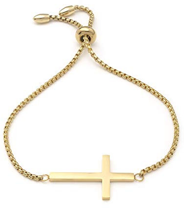 Heideman Armband Crux Damen - Kreuz Armkette Damen aus hochwertigem Edelstahl gold farbend individuell verstellbarer Verschluss mit Verlängerungskettchen