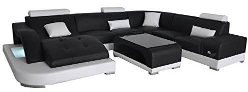 JVmoebel Leder Sofa Moderne Sitz Couch Polster Design Eck Wohnlandschaft + Tisch Couchen