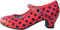 Costumizate! Zapatos de Baile Flamenco con Diferentes Tallas Desde niña a Mujer. Precioso Color Rojo con Lunares Negros Talla 27
