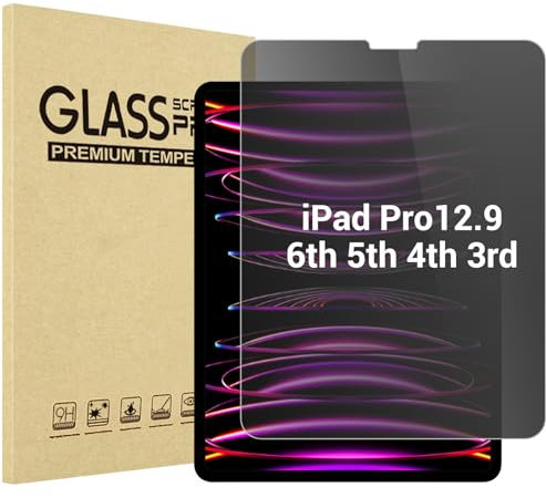 ProCase Privacy Schutzglas für iPad Pro 12,9 Zoll 2022 2021 2020 2018 Anti-Spy Screen Protector, Gehärtetes Glas Sichtschutzfolie Blickschutzfolie für iPad Pro 12.9 6th 5th 4th 3rd Generation