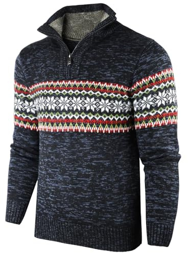 Superora Herren Strickpullover Crewneck 1/4 Zipper Winterpullover Pullover | Reißverschluss,Winter,Stehkragen,Sweater,Warm