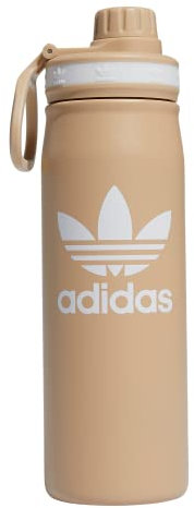 adidas Originals Borraccia in metallo da 600 ml, a doppia parete isolata caldo/freddo, in acciaio inox 18/8, beige magico/bianco, 590 ml