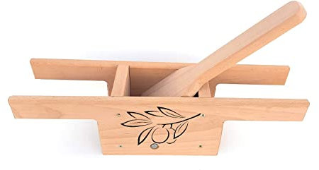 Euroshoppingonline Schiaccia Olive Artigianale in Legno di faggio massello Personalizzabile con Disegno Logo Firma Stampa Incisione (Appoggio retto)