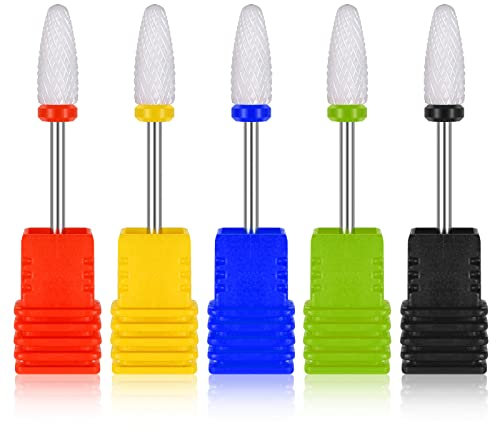 SOSPIRO 5 Stück Keramik Nagelbohrer Set,Elektrische Nagelfräser Bits Set Keramik Nagelbohrer Aufsatz Keramik Bits in Maisform Acryl-Nagelfeile Bits für Maniküre Pediküre Nagelhaut Home Verwenden