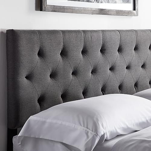 LUCID Gepolstertes Kopfteil – Bett 160 cm – Höhenverstellbar von 85 bis 115 cm, Rauten-Steppung, Charcoal / Dunkelgrau