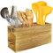 AMRTA Wooden Utensil Holder Bamboo Organiser Kitchen Utensils Cutlery Holder with 3 Compartments, Wood Cutlery Caddy Holders, Cooking Tools Set Storage Pots (Honey with 3 Compartments)