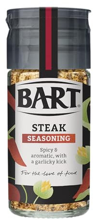 BART Steak Seasoning Jar - Pack of 6 x 46g - Warming Onion & Garlic Seasoning Blend Ideal for Steak, Ribs & Burgers - Mild Heat