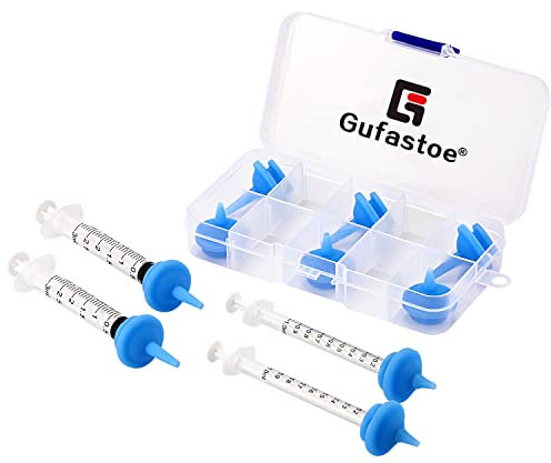 Gufastoe 10 Stück Original + Mini blaue Brustwarzen mit Spritzen für Haustiere und Wildtiere