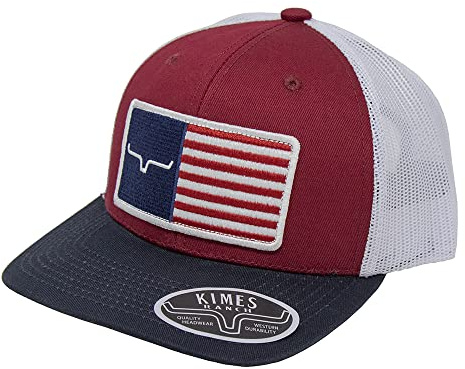 Kimes Ranch American Trucker Adjustable Snapback Mütze, Burgunderrot/Marineblau/Weiß