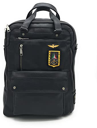 AERONAUTICA MILITARE zaino AM-476 Pilot doppia zip, scomparto porta PC (BLUE)