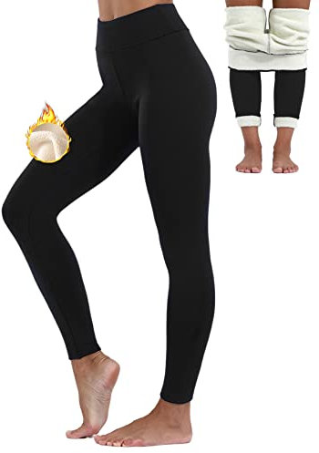 Merlvida Thermoleggins für Damen Verdickte Fleece Gefütterte Leggins High Waist Thermo Leggings Gefüttert Damen Winter Warme Strumpfhose Schlanke Hose Blickdicht Sportleggins Jogginghose Yogahose Lang