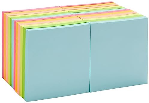 Amazon Basics Quadratisch Mini-Haftnotizen, 7,6 x 7,6 cm, 24 Stück, Gemischt