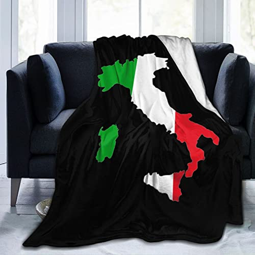 Karte und Flagge Italien, ultraweiche Flanell-Fleece-Decke, ganzjährig, Wohnzimmer/Schlafzimmer, warme Überwurf-Bettdecke