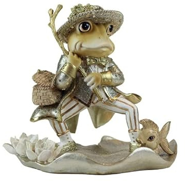 Goodwill Gentleman Frosch Angeln Tischplatte Szene 23 cm Creme / Gold