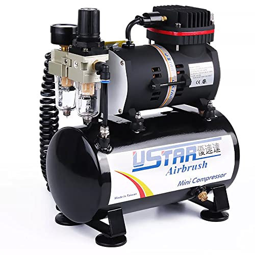 LeTkingok 220V50HZ Modell Malerei und Färbung Air Compressor Kit, 6L Air Tank Modell Malerei Werkzeug