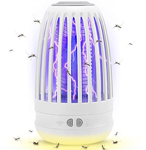 Mückenvernichter Lampe, Elektrische Insektenvernichter mit Nachtlicht 2 in 1, Leistungsstarke Schädlingsbekämpfung Fallen für Innen und Außen