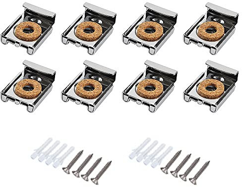 Kit di fissaggio per specchio, 16 pezzi senza cornice in vetro a specchio da parete, con staffe di montaggio a molla e tasselli (argento)