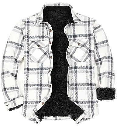ZENTHACE Veste chemise chaude en flanelle polaire doublée Sherpa pour homme (doublure en polaire Sherpa), polaire, Medium