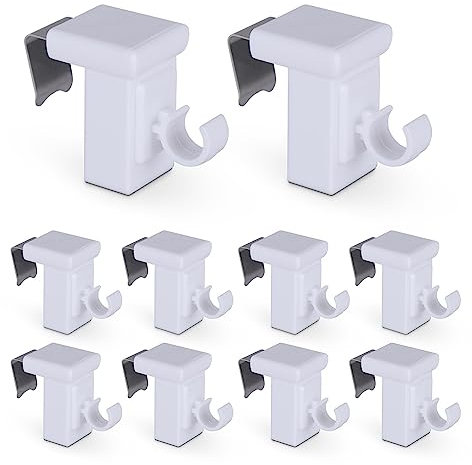 Bestlivings Klemmträger Weiß 10er Pack - für Cafehausstangen Ø10mm - Fensterrahmen 10-27mm - Klemmfix Dekohaken - Universal Fensterhaken zur Fensterdekoration