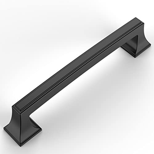 Amerdeco 10 Stück Möbelgriffe Schwarz 128mm Lochabstand Schubladen Griffe für Küchenschränke Schrankgriffe Schubladengriffe Türgriffe für Küchenschränke Kleiderschrank…