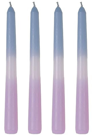 ReWu Kerze Spitzkerze mit Farbverlauf Lila/Blau Pastellfarben 4er-Set Echtwachskerze Wohndekoration Bunt Geschenkidee 2 x 20 cm