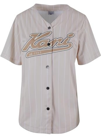 Karl Kani Damen KW233-035-1 KK Varsity Pinstripe Baseball Shirt XS Cream/White