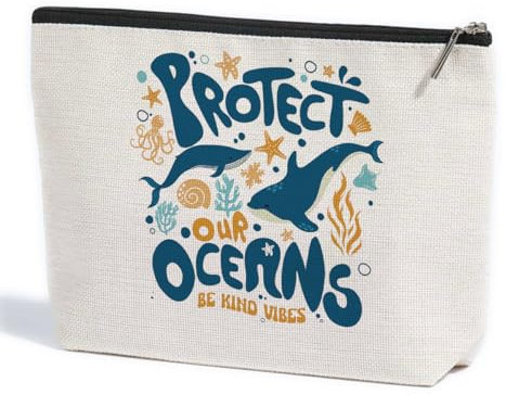 ZHAMEN Ocean Gifts Make-up-Tasche mit Hai-Motiv, Strandgeschenke, Hai-Themen-Geschenke, Strand-Essentials, Make-up-Tasche für 1, Mehrfarbig0662, 10.5x 7x 2.5