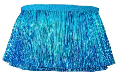9,1 m breite Metallic-Fransenborte Lametta-Fransenborte Lametta-Fransenborte DIY Latein-Tanz Kostüm Kleidung Zubehör Glänzende Quaste Spitze Fransenbesatz Tanzquasten Trim (Blau)