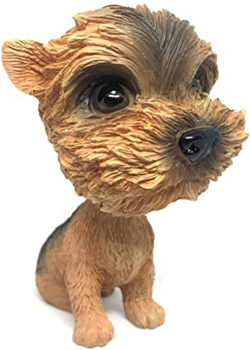 NEDLON Yorkshire Terrier Mops Wackelkopf Mini Welpe Hund Figur Auto Armaturenbrett Dekoration Wackelkopf Wackelkopf Braun