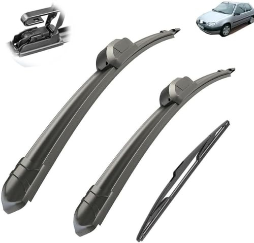 Essuie-glace Compatible avec Citroen Saxo 1999-2003 Balais d'essuie-glace avant arrière Brosses Cutter Accessoires J Hook 1999 2000 2001 2002 2003, Balai d'essuie-glace toutes saisons