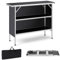 SPOTRAVEL Folding Camping Table, 110cm/206cm Aluminum Picnic Table with 2-Tier Shelves, Removable Oxford Cloth & Carry Bag, Portable Outdoor Catering Desk for BBQ Party (Black, 110 x 38 x 88 cm)