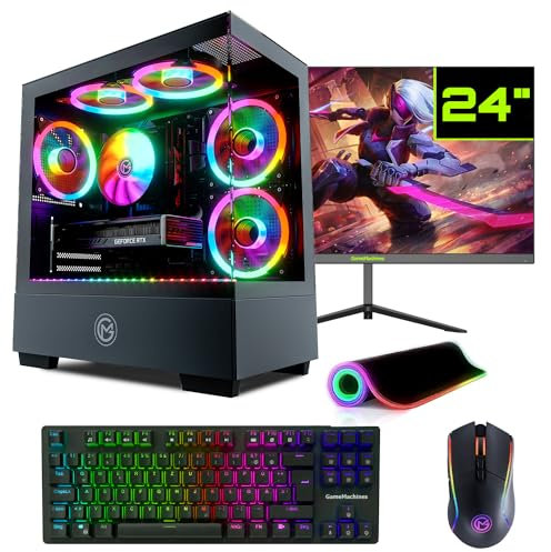GameMachines Evolv Komplett Set - Gaming PC - Wasserkühlung - AMD Ryzen 7 5700X - GeForce RTX 5060 Ti - 1TB SSD - 32GB RGB DDR4 - WLAN - Tastatur - Maus - Mauspad - 24 Zoll 165Hz Monitor - Win11