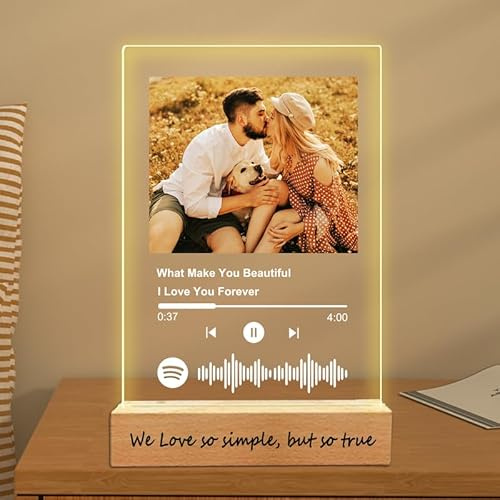 Mocessory Spotify Personalizzata con Foto – Targa Spotify Glass Donna | Compleanno - idea regalo nome canzone artista foto - Regali per San Valentino, uomini, donne, coppie, anniversari, Natale