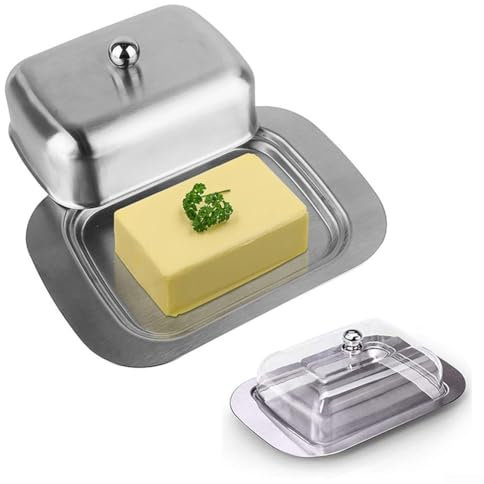 Stainless Steel Insulated Butter Dish With Lid, Butter Dish Steel Lid, For Home Cooking Restaurant Butter Plate Dessert Plates(Metal cover)