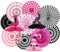Easy Joy 12PCS Pink Party Decoration for Girls Black Pink Honeycomb Decoration Witch Theme Hanging Tissue Paper Fans for Birthday Wall Ceiling Party Supplies