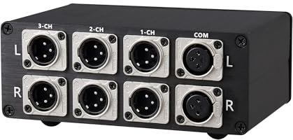 1 to 3 (1 in 3 Out) Audio Selector for Balancing Signal Sources and Amplifiers, 3-Channel XLR HiFi, for CD, DVD, Radio, Decoders (XLR 0103GL)