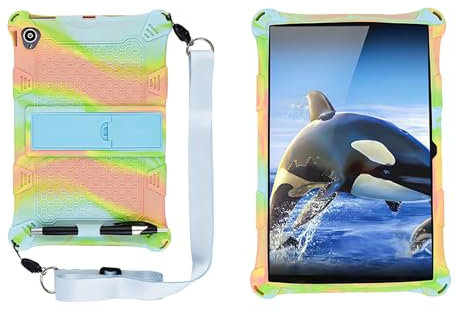 Hybrid Case, Universal Silicone Case for 10.1 inch tablet, Colorful Purple Case for P30HD、M40 SE with Pen Shoulder Strap