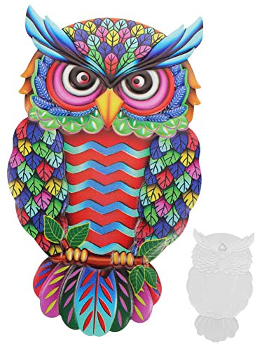 ULDIGI Bunte Metall Eulen Wanddekoration Aus Eisen Mittelgroße Handgefertigte Eulenskulptur Wetterfeste Wanddeko Für Wohnzimmer Balkon Garten Vielseitige Wohnzimmerdeko Farbig Und Detailr