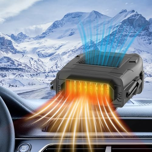 OBEST 4 en 1 Calefactor Coche mechero,Calentador Coche 12V,Car Heater,calefacción Coche Asiento,Descongelador de Parabrisas,antivaho Coche,Purificador de Aire, para Coches pequeños