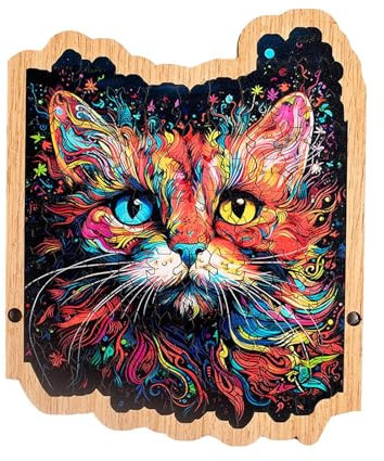 Wooden Cat Puzzle, Kids Cat Puzzle, Cat Jigsaw Game, Fun Cat Puzzle, Cat Lover Puzzle, Animal Jigsaw Puzzle, Cat Decor Puzzle, Wooden Puzzle Toy, for Cat Lovers & Friends, Home Decor