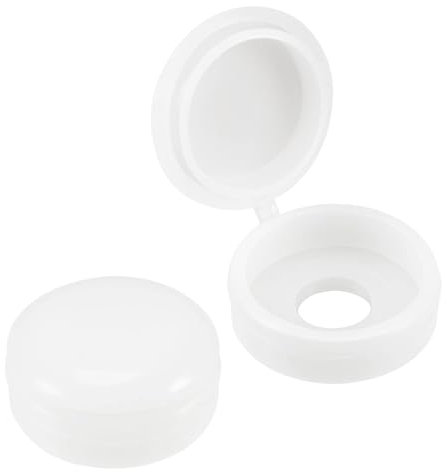 TOP-VIGOR 50Pcs Plastic Hinged Screw Cover Caps, 5.8mm Hole Folding Snap Washer Flip Tops Replacement Screw Decorative Covers for Covering Screw Heads Screw Protection, White