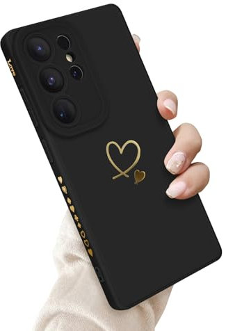 Newseego für Samsung Galaxy S25 Ultra 5G Hülle, Süßes Herz Muster Weich Silikon Handyhülle Stoßfest Ästhetisch Dünn S25 Ultra Hülle Niedlich Schutzhülle Kompatibel mit Samsung S25 Ultra Schwarz