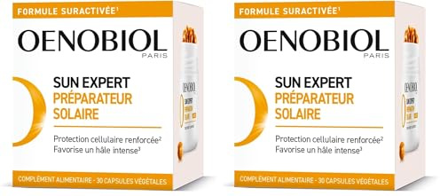 OENOBIOL SUN EXPERT Préparateur Solaire - Protection cellulaire renforcée* - Favorise un hâle intense et éclatant - Complément Alimentaire 30 capsules - Programme 1 mois (Lot de 2)