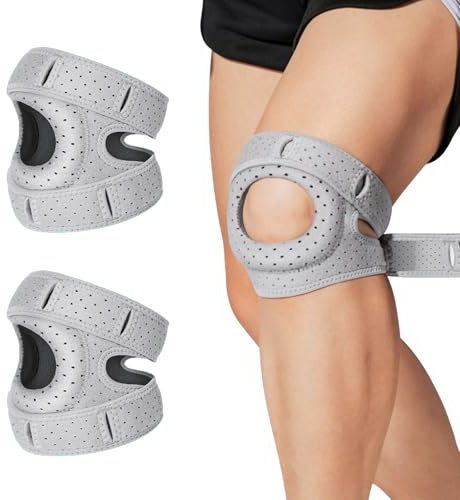 Deedlite Sofela Genouillères OrthoRotule Original, Genouillère Ortho Sofela, Réglable Genouillères Ortho Rotule, pour les Coureurs,Tennis, Arthrite Rotule (2, Gris)