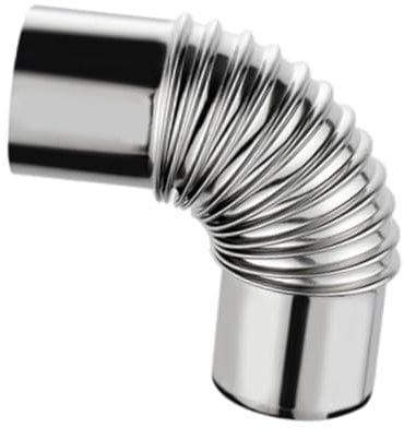 Harilla Gas Boiler Heater Elbow Vent Pipe Flue 6cm Diameter Connector Stainless Steel 90 Degrees Duct Chimney Easy to Install Sturdy