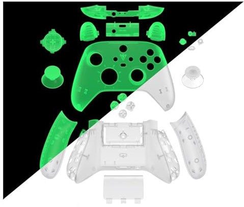 Transparentes Controller-Komplettset-Gehäuse mit Tasten for EXtremeRate-Ersatz, for Xbox Core Wireless Controller(Glow in Dark - Green)